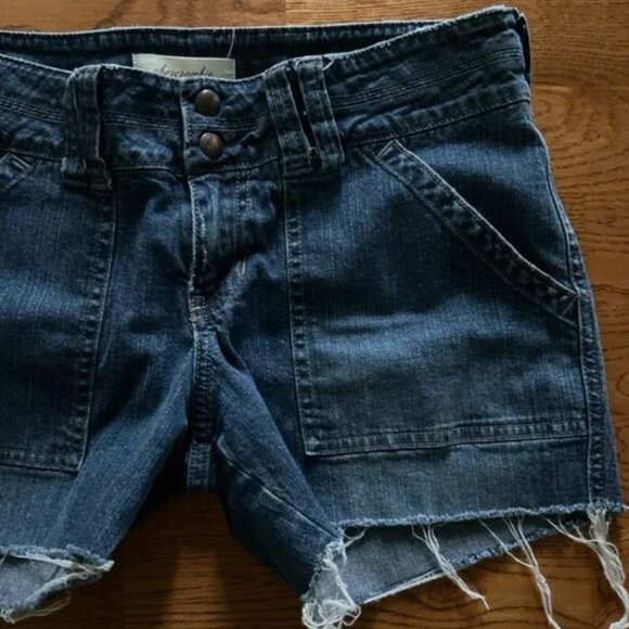 abercrombie kids Jean Shorts Denim Low Rise Stretch Blue Cut Off 16 girls pocket - Picture 4 of 4